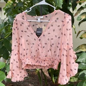 Forever 21 Sheer Cropped Top with  Bell Sleeves